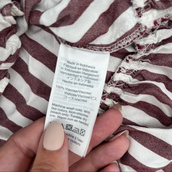 MADEWELL Women’s Stanza Striped Ruffle Hem Top Blouse Red/white stripe sz Medium - Picture 9 of 15